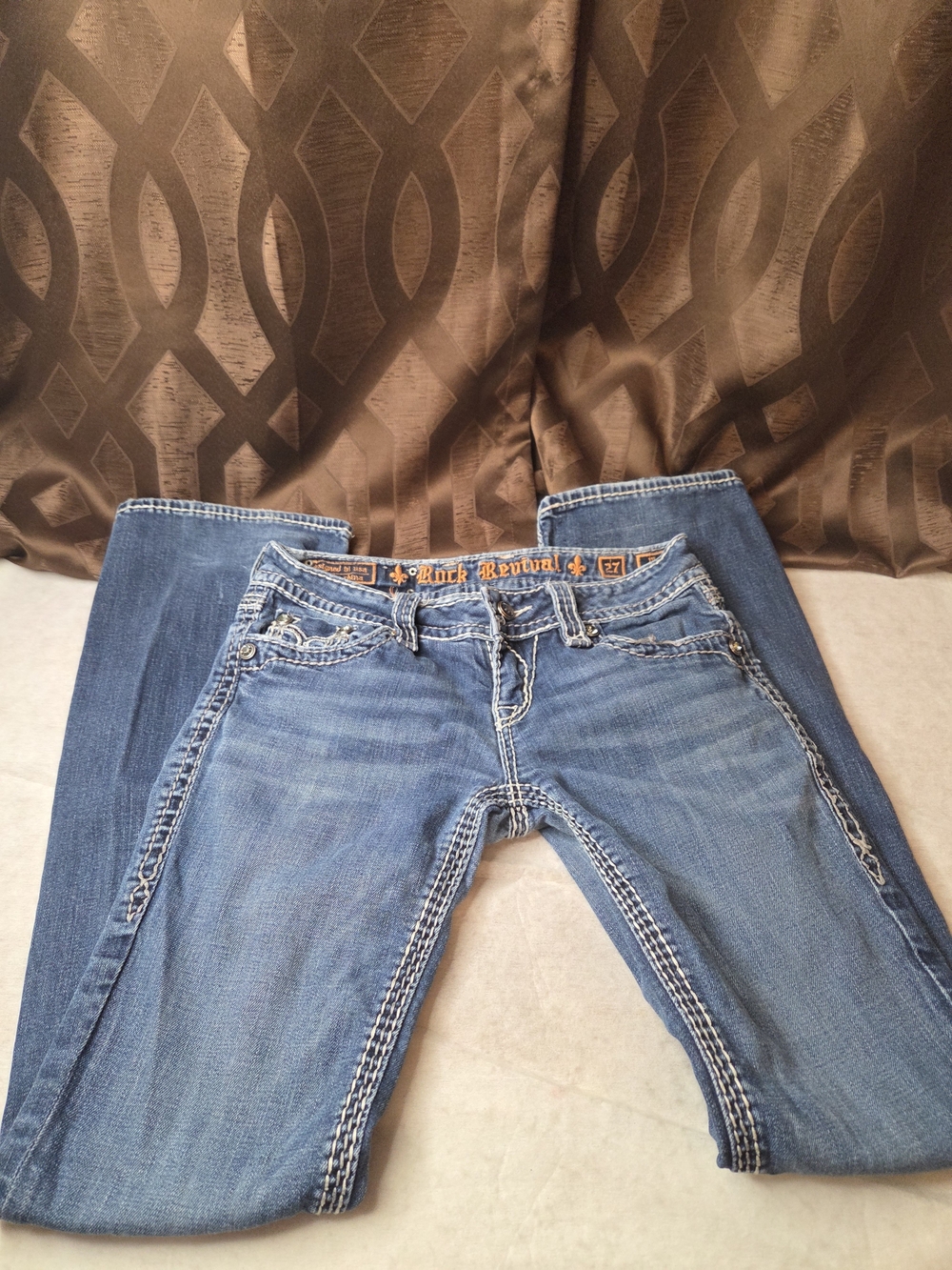 Rock Revival Women's Distressed Blue Boot Cut Jeans